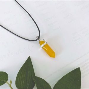 NWOT Free People Yellow Quartz Pendant Necklace